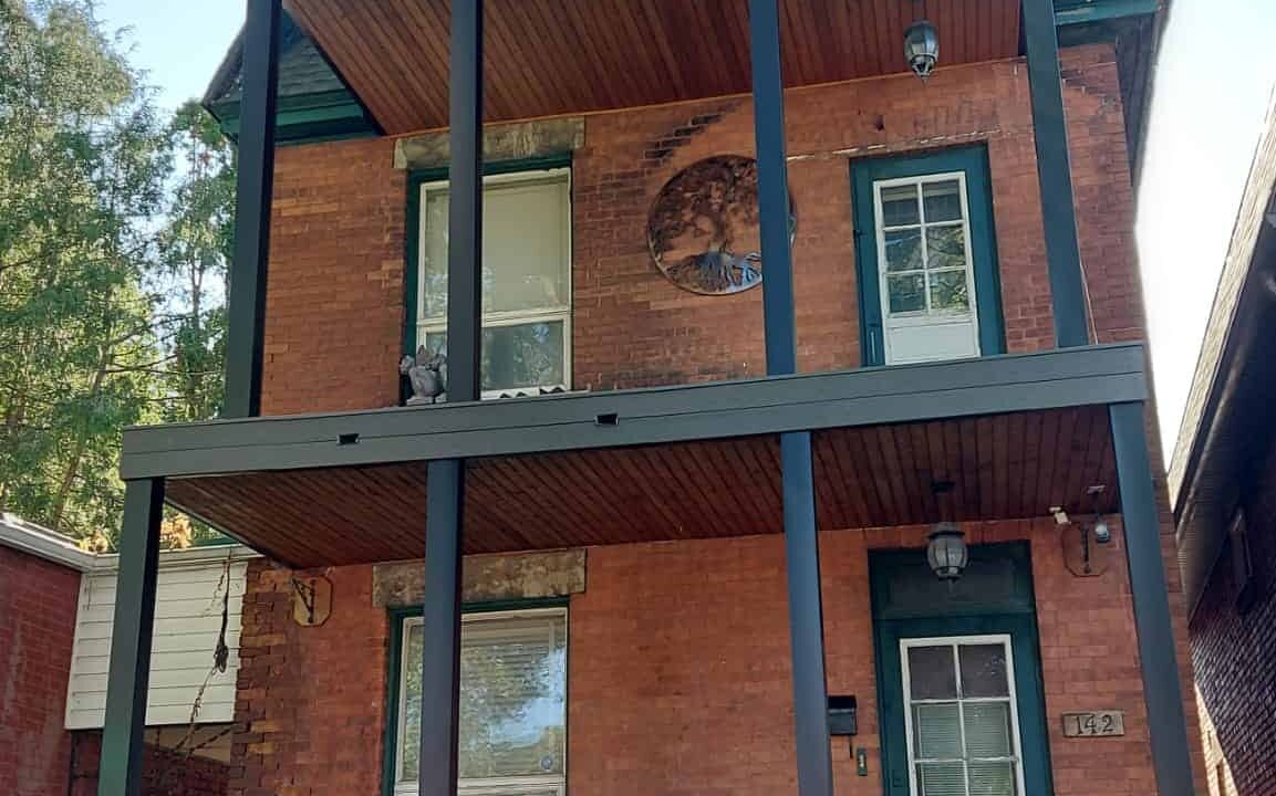 Three-storey composite deck during installation before railing