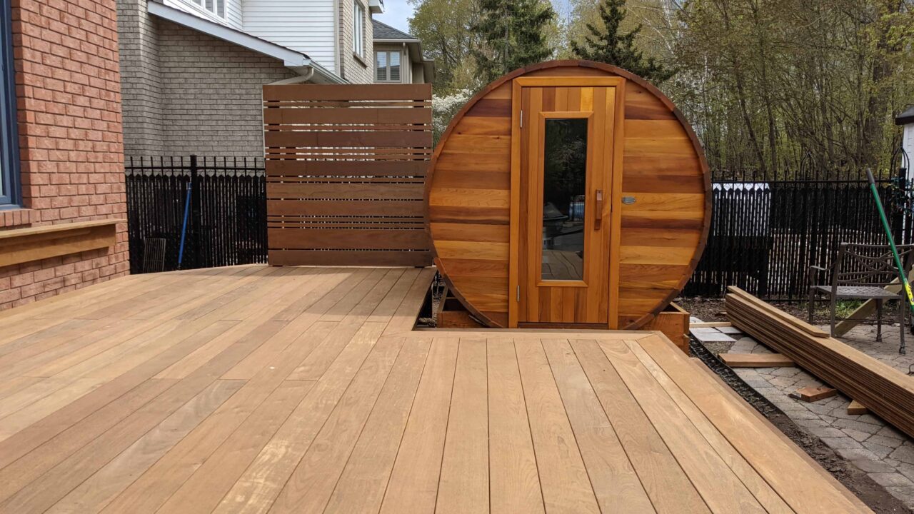 Unoiled IPE deck and privacy screen before finish